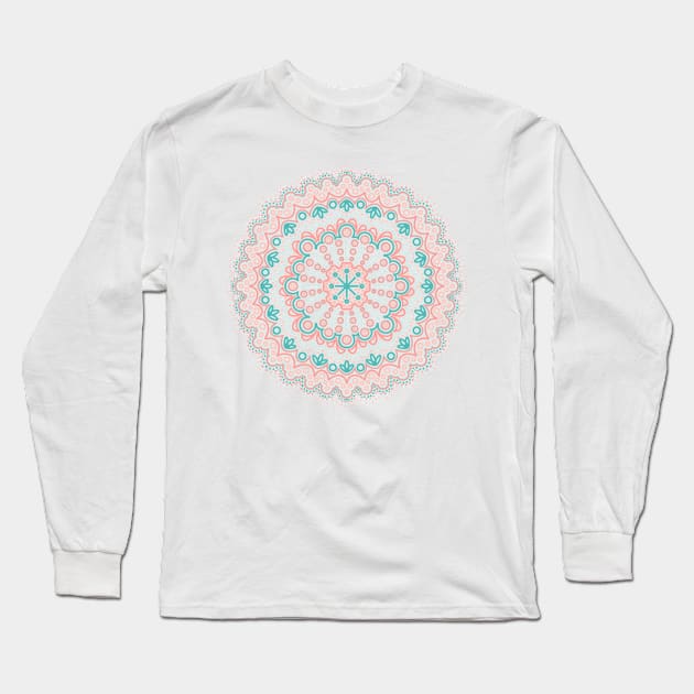 Beach Pastel Mandala Long Sleeve T-Shirt by Paint Covered